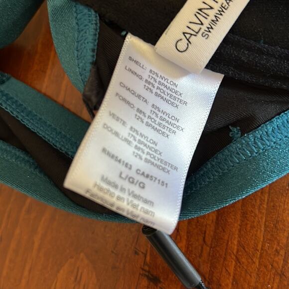 Calvin Klein Swimwear Size L 2 pc Teal Vintage Look Swimsuit NWT Pin Up Girl - Picture 5 of 8